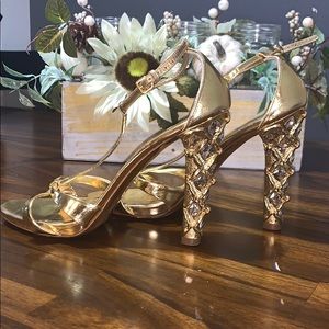 Miu Miu gold with diamond heels